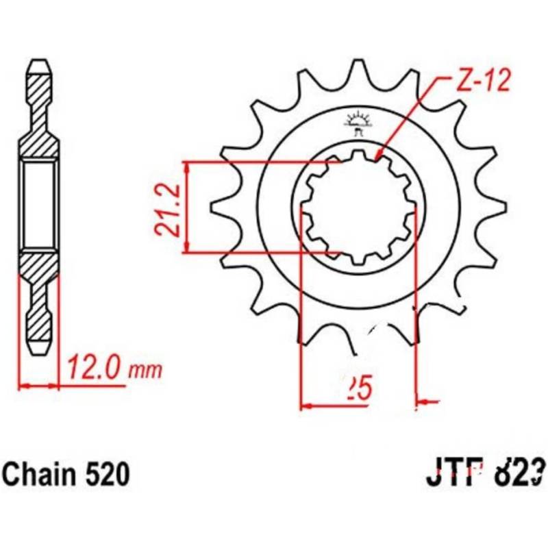 Jt jtf823.13 zahnrad ritzel 13z teilung 520 f82313 von JT