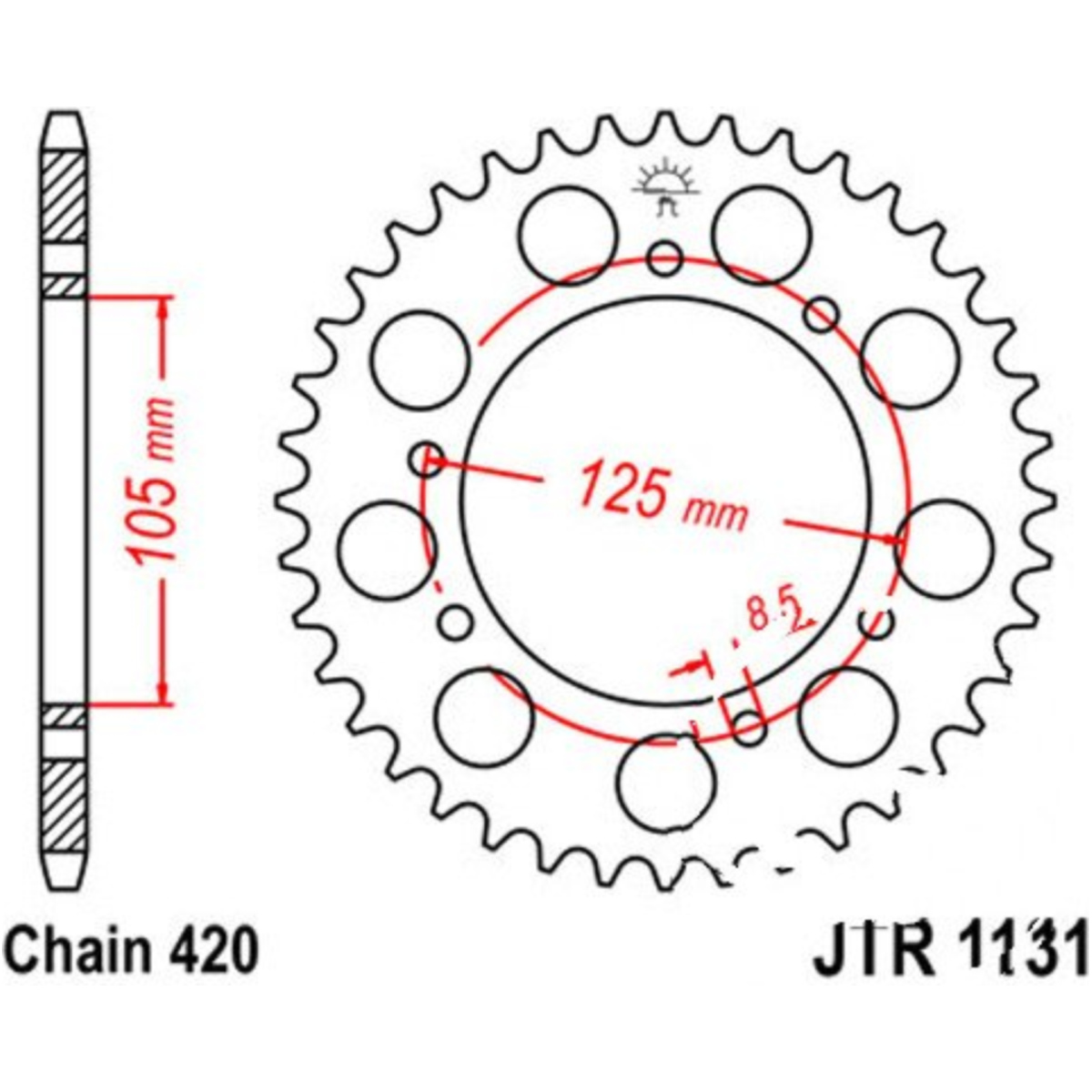 Jt jtr1131.45 kettenblatt kettenrad 45z teilung 420 r113145 von JT