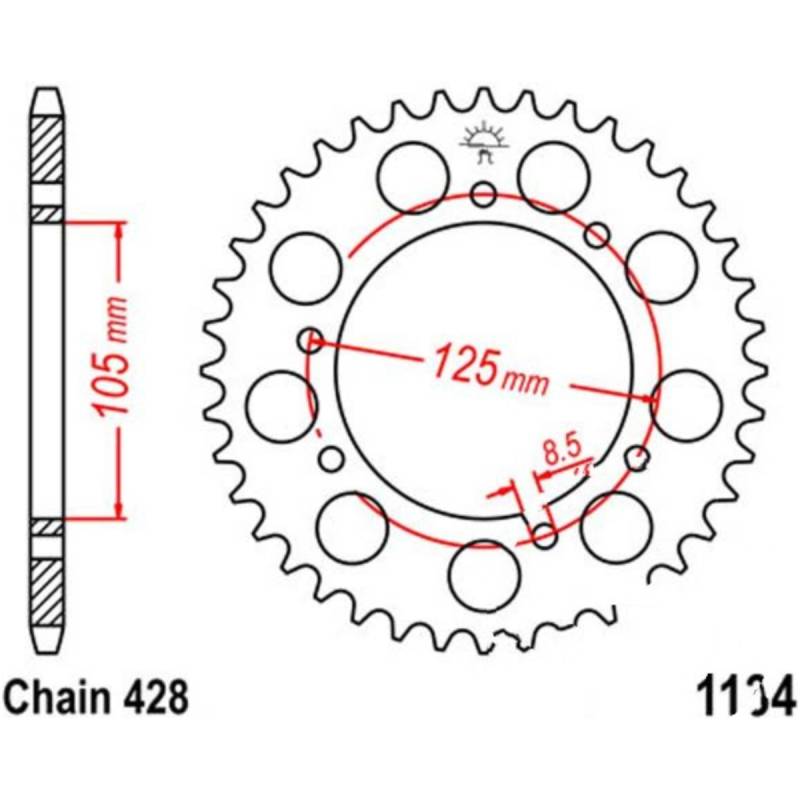 Jt jtr1134.57 kettenblatt kettenrad 57z teilung 428 r113457 von JT