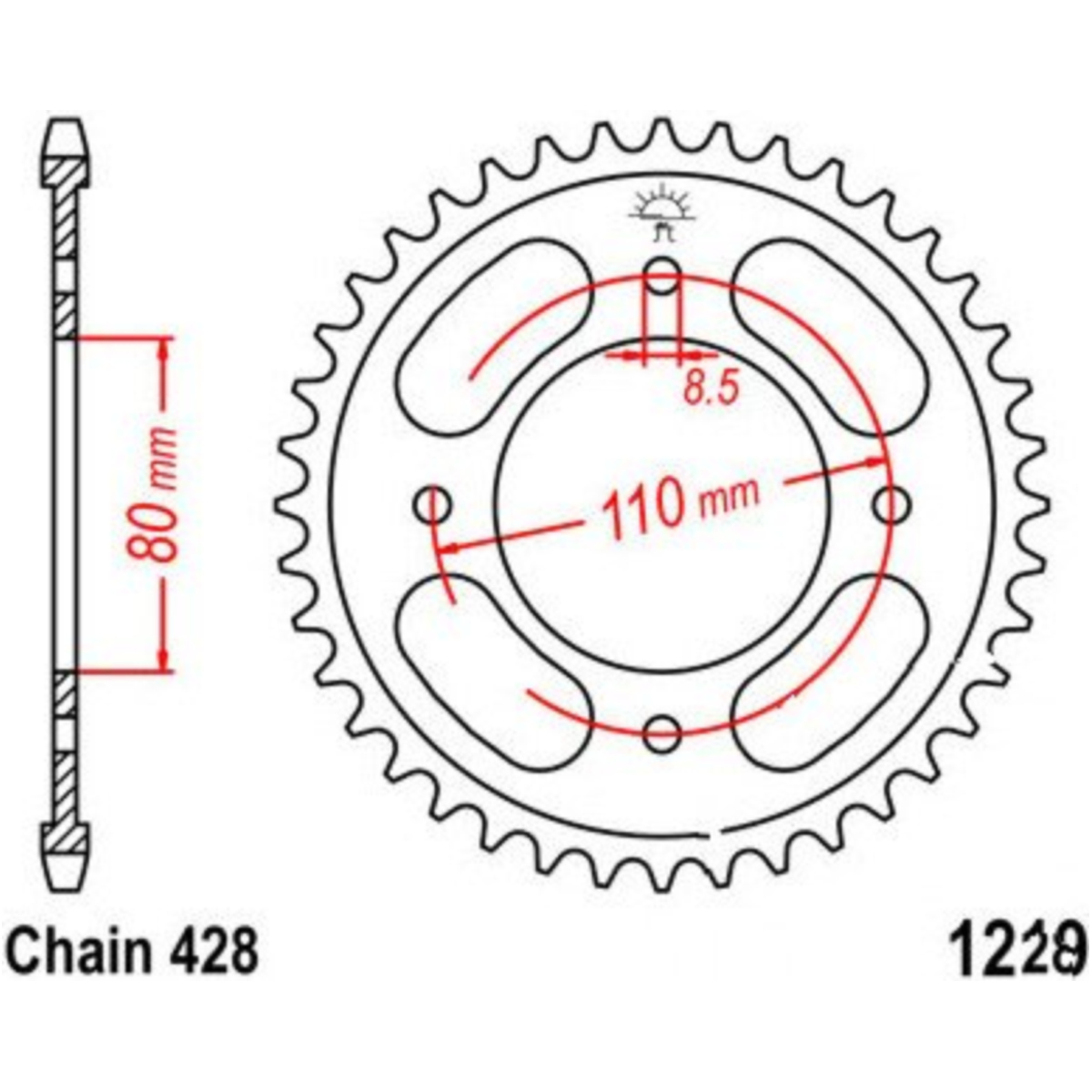 Jt jtr1219.42 kettenblatt kettenrad 42z teilung 428 von JT