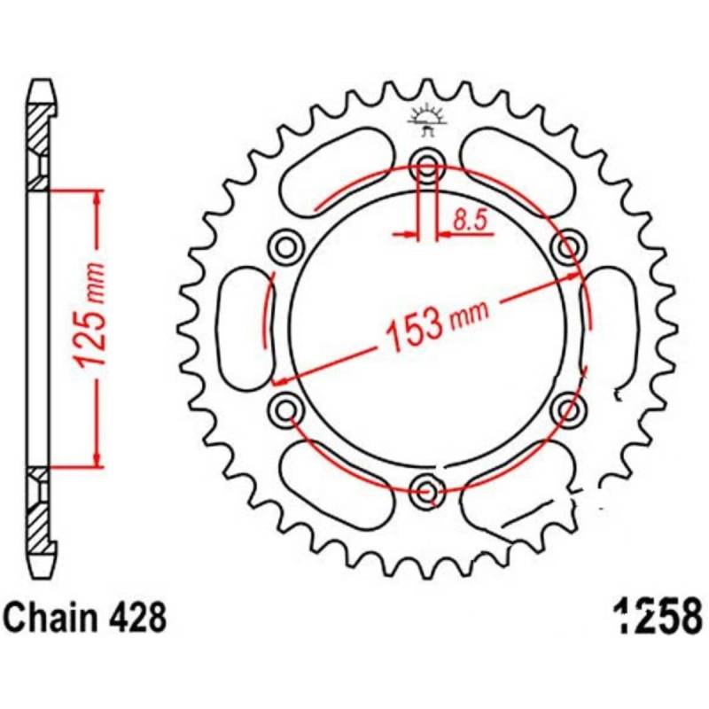 Jt jtr1258.54 kettenblatt kettenrad 54z teilung 428 von JT