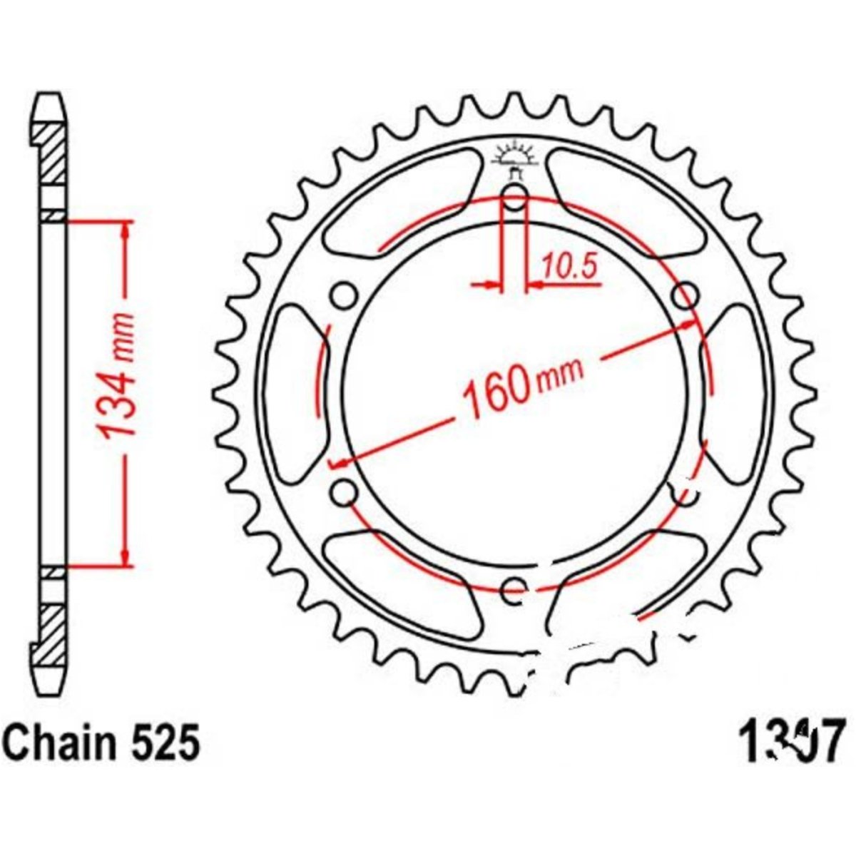 Jt jtr1307.45 kettenblatt kettenrad 45z teilung 525 r130745 von JT