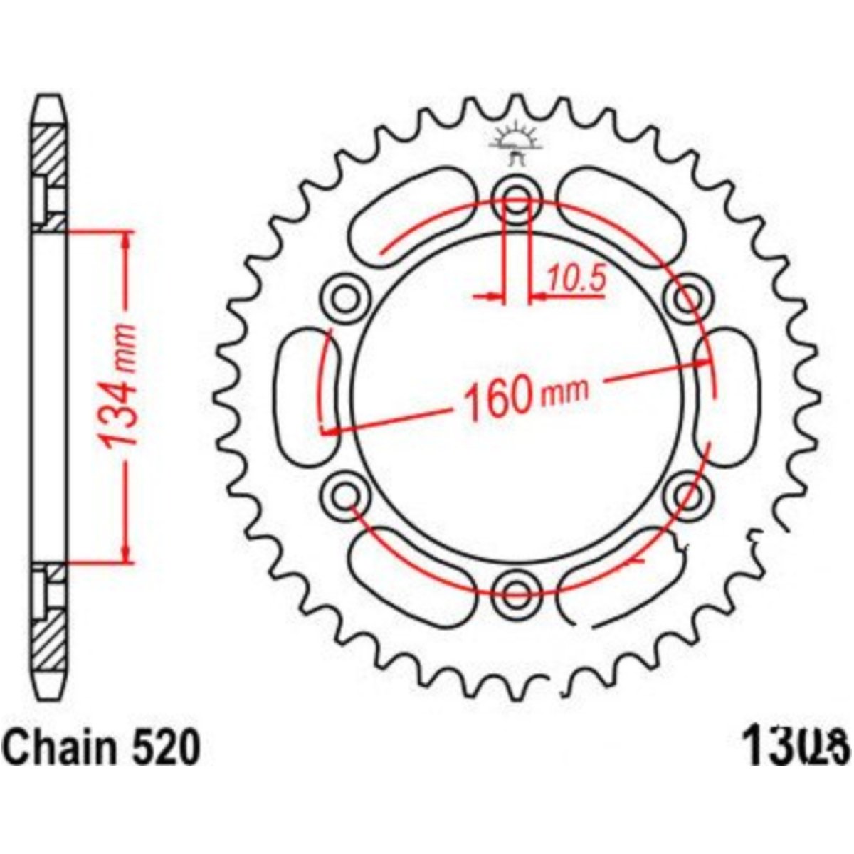 Jt jtr1308.45 kettenblatt kettenrad 45z teilung 520 r130845 von JT