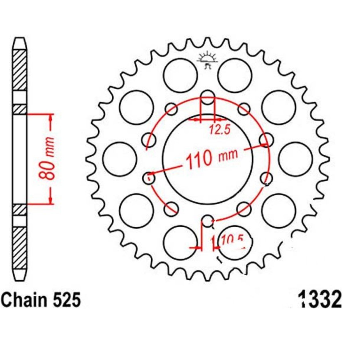 Jt jtr1332.38 kettenblatt kettenrad 38z teilung 525 von JT