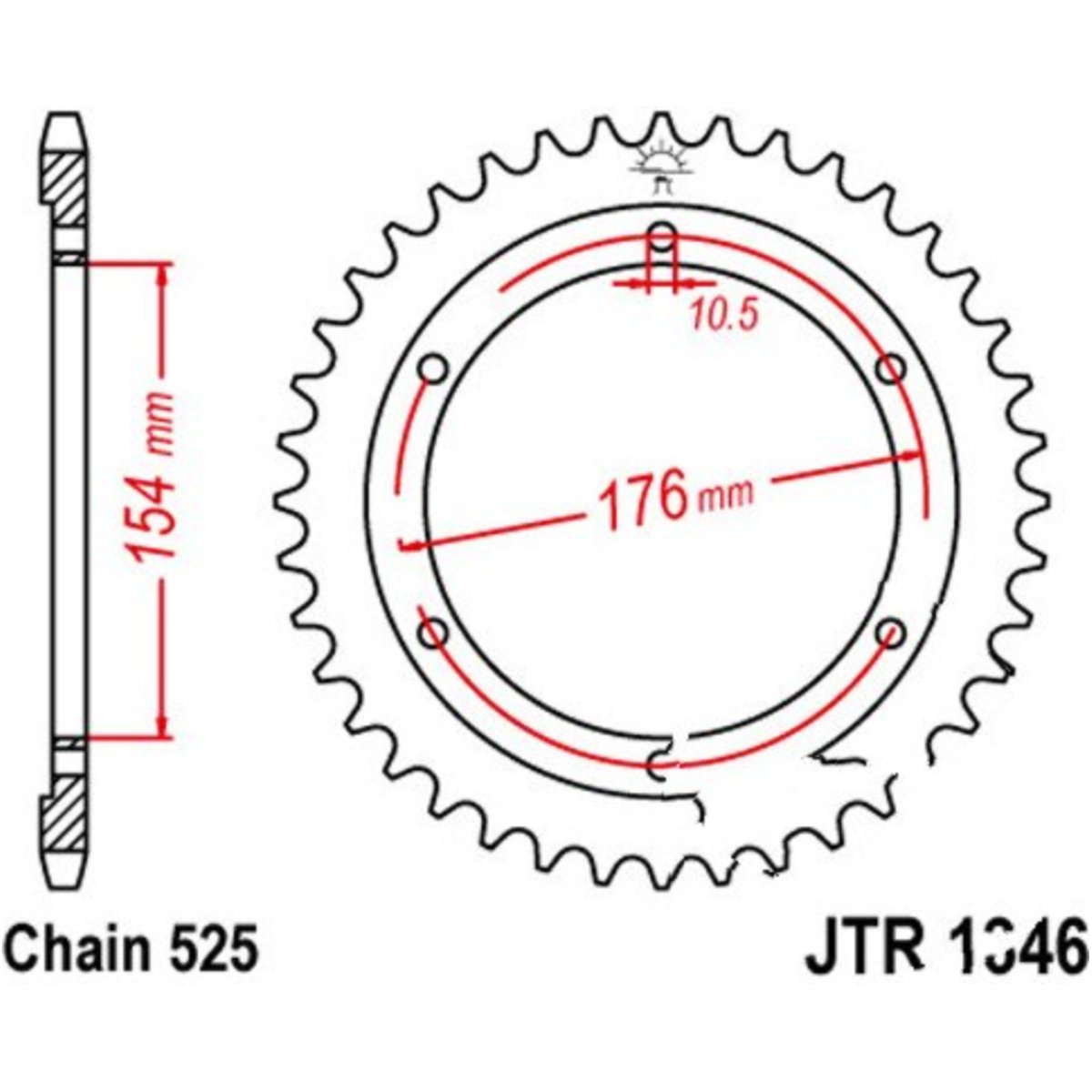 Jt jtr1346.43 kettenblatt kettenrad 43z teilung 525 r134643 von JT