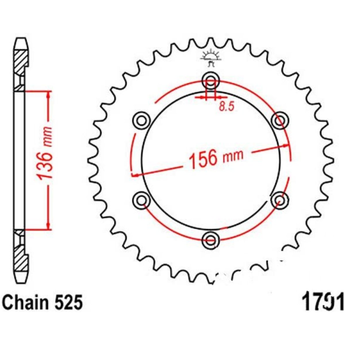 Jt jtr1791.41 kettenblatt kettenrad 41z teilung 525 r179141 von JT