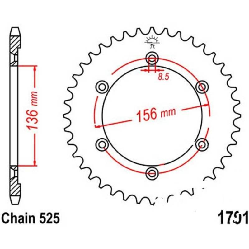 Jt jtr1791.43 kettenblatt kettenrad 43z teilung 525 r179143 von JT