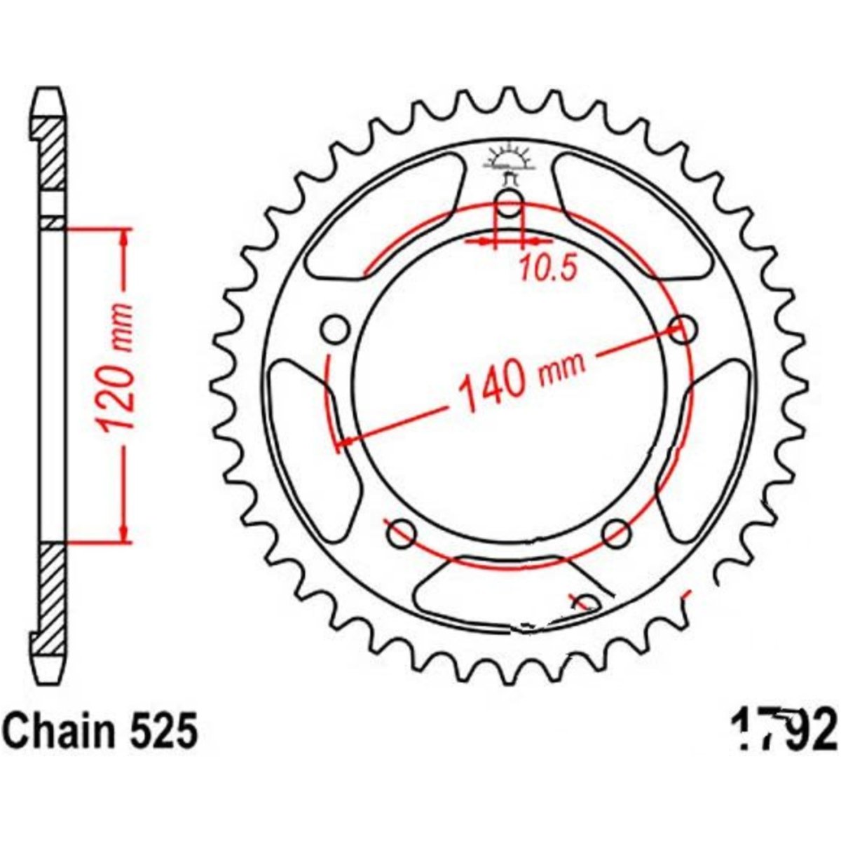 Jt jtr1792.42 kettenblatt kettenrad 42z teilung 525 r179242 von JT