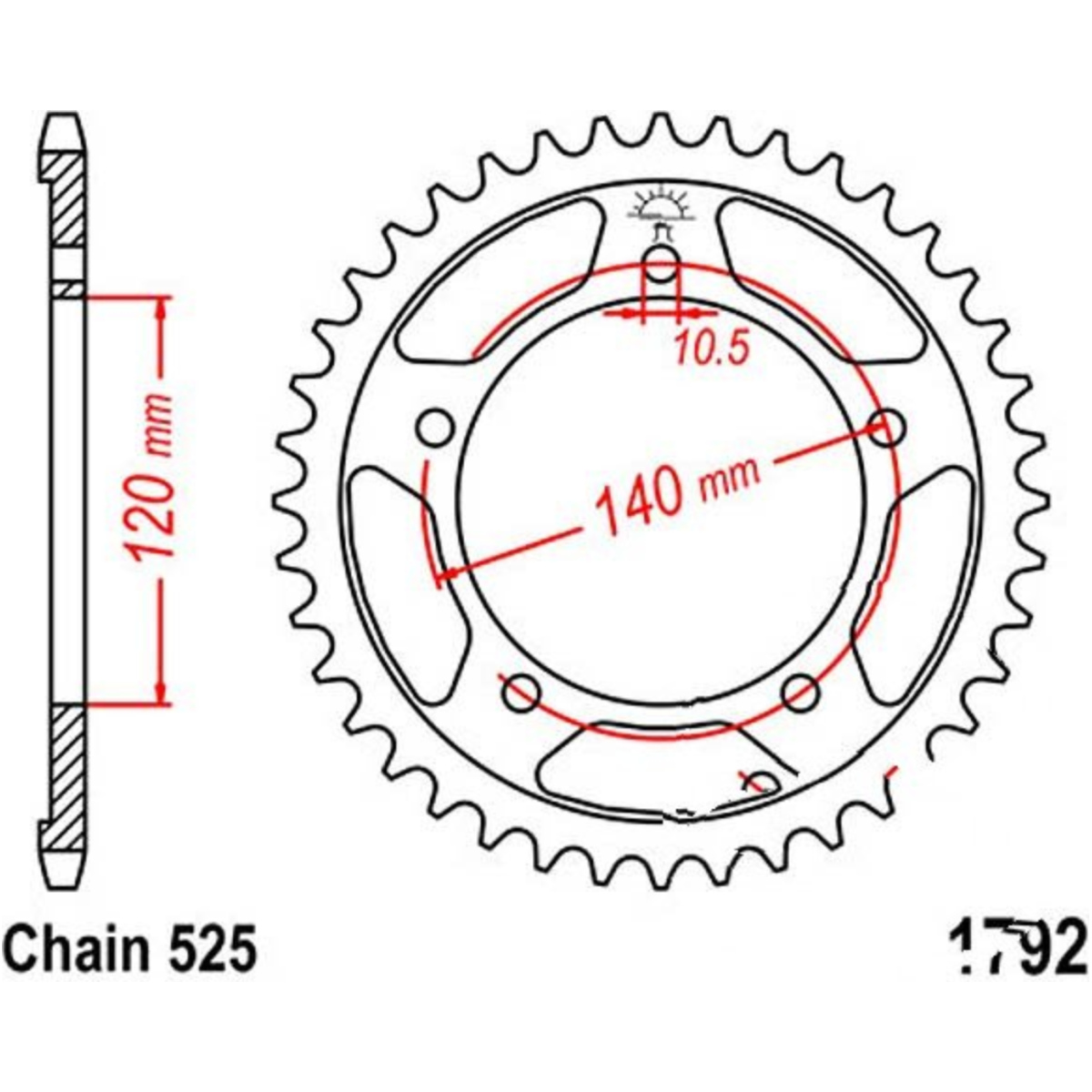 Jt jtr1792.44 kettenblatt kettenrad 44z teilung 525 r179244 von JT