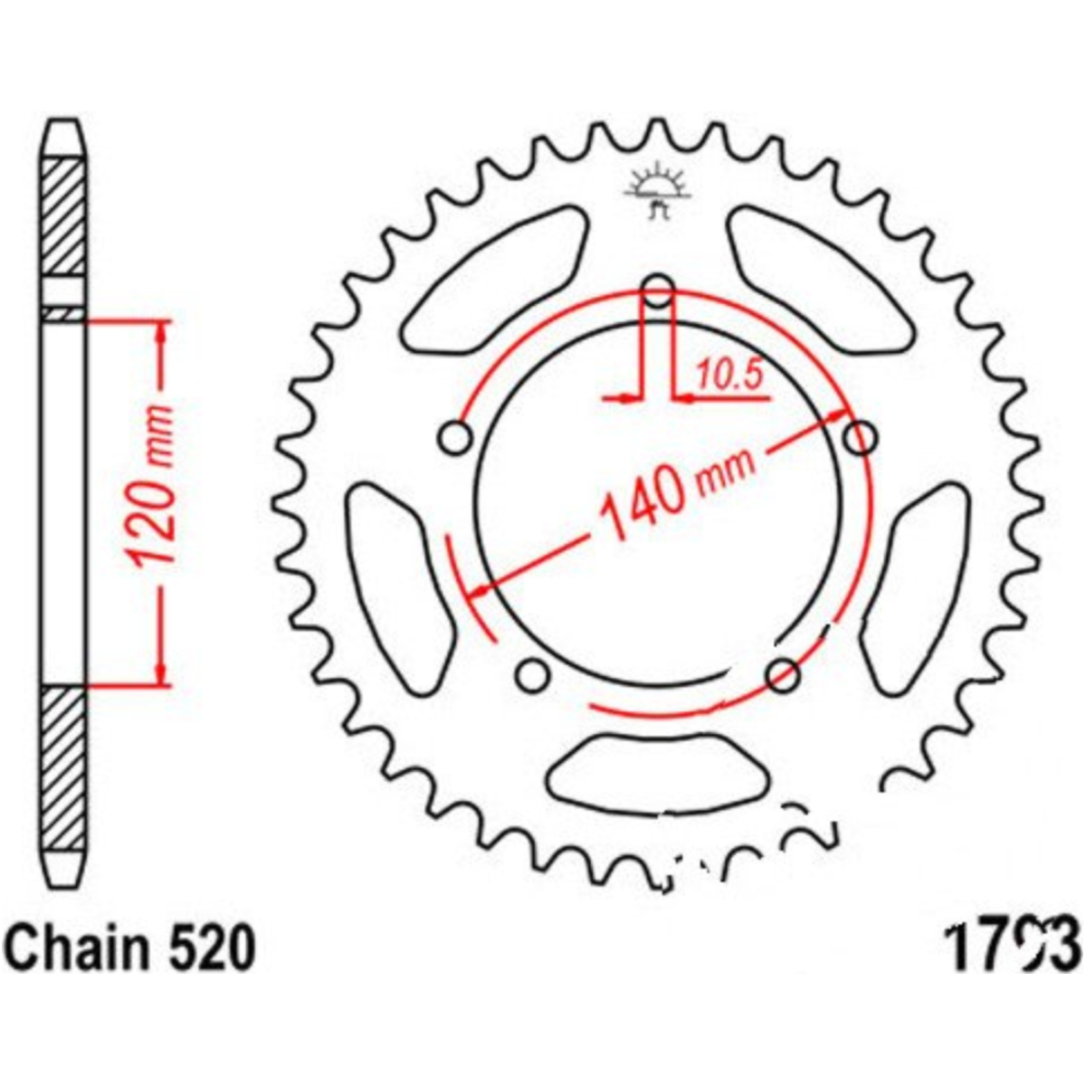 Jt jtr1793.45 kettenblatt kettenrad 45z teilung 520 r179345 von JT