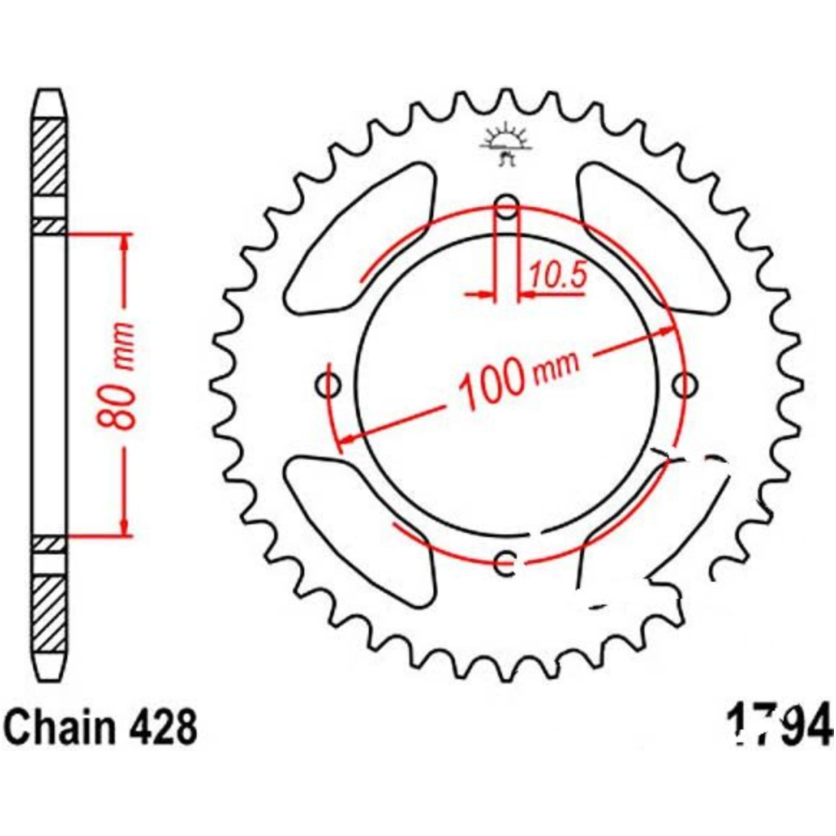 Jt jtr1794.45 kettenblatt kettenrad 45z teilung 428 r179445 von JT