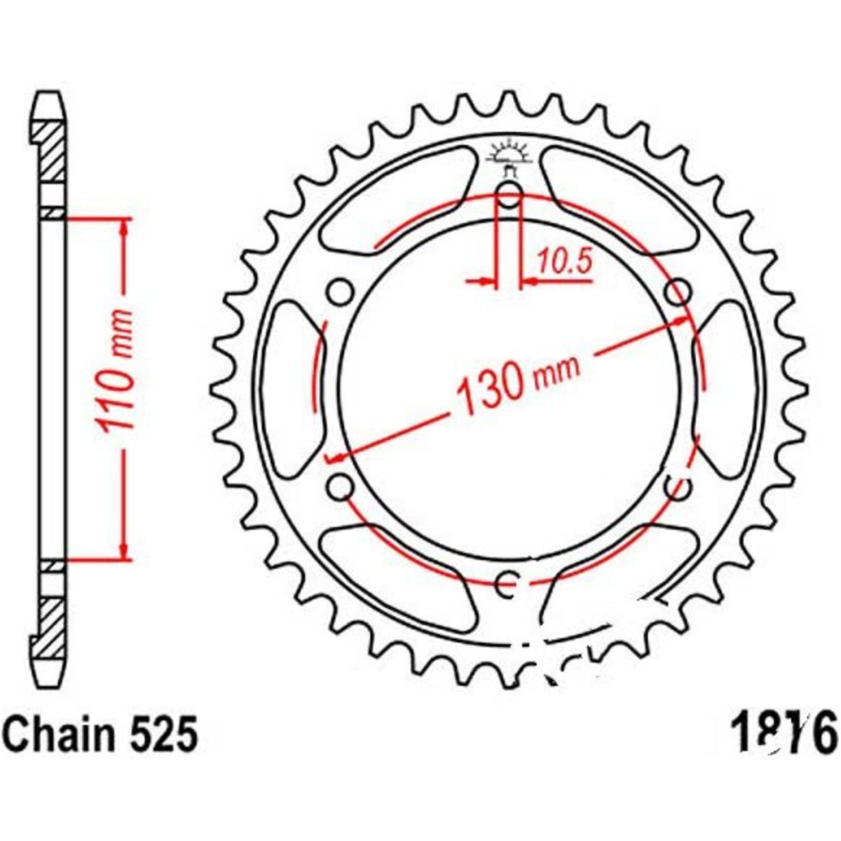 Jt jtr1876.45 kettenblatt kettenrad 45z teilung 525 r187645 von JT