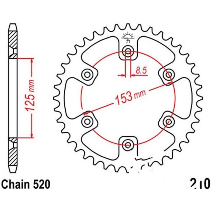 Jt jtr210.52 kettenblatt kettenrad 52z teilung 520 r21052 von JT