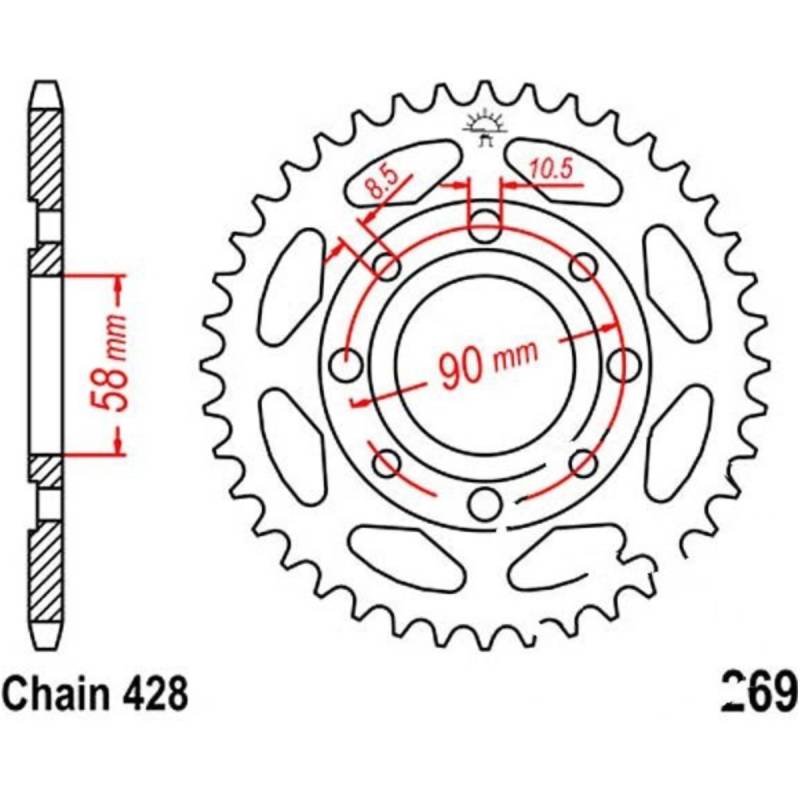 Jt jtr269.39 kettenblatt kettenrad 39z teilung 428 von JT