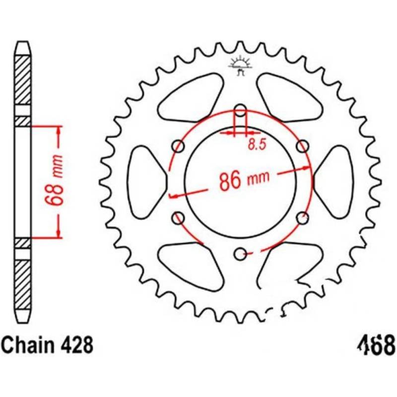 Jt jtr468.46 kettenblatt kettenrad 46z teilung 428 r46846 von JT