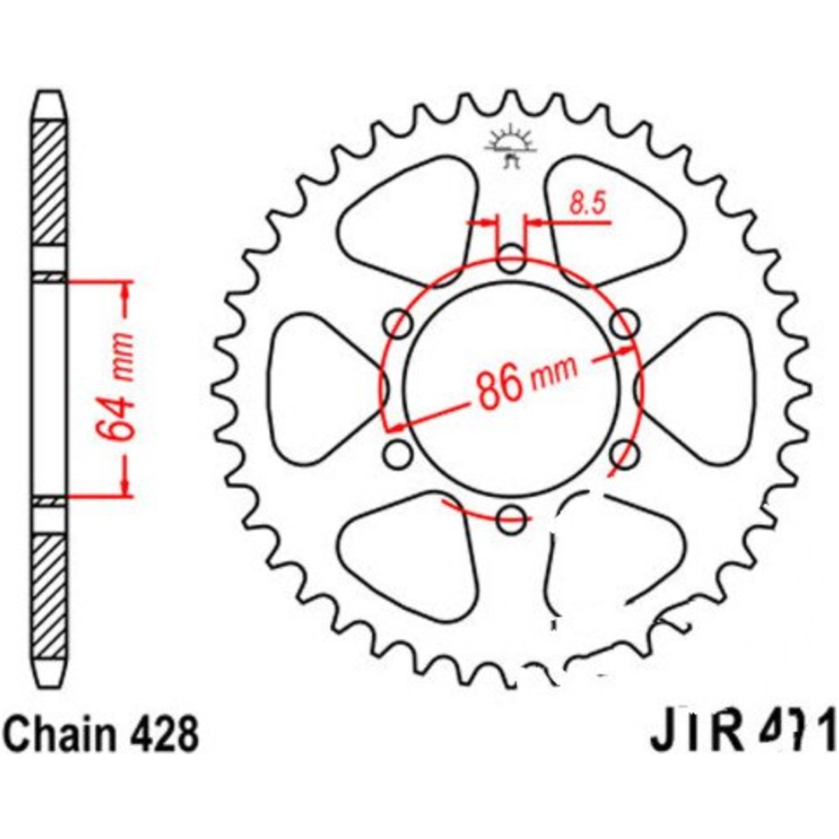 Jt jtr471.50 kettenblatt kettenrad 50z teilung 428 r47150 von JT