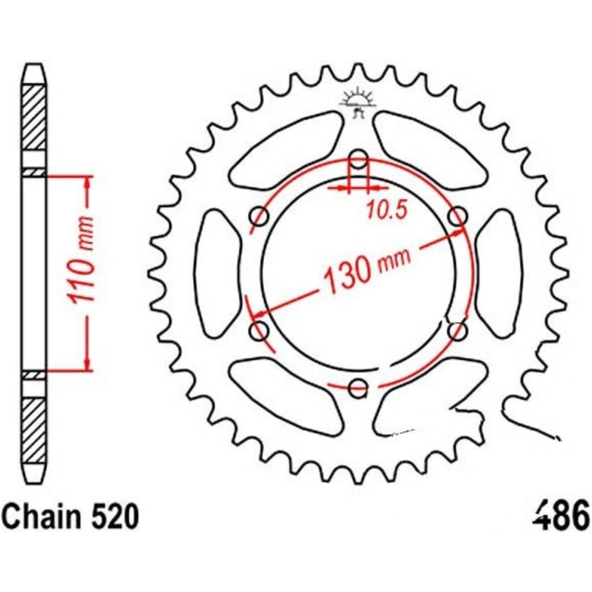 Jt jtr486.43 kettenblatt kettenrad 43z teilung 520 r48643 von JT