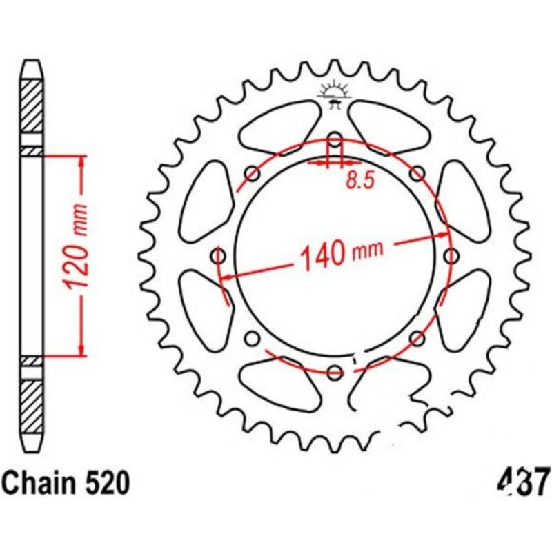 Jt jtr487.46 kettenblatt kettenrad 46z teilung 520 r48746 von JT