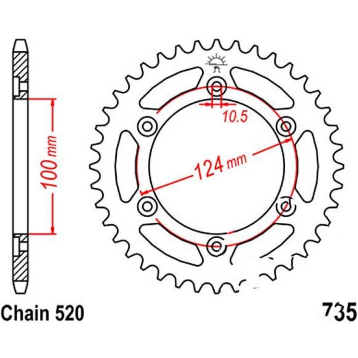 Jt jtr735.42 kettenblatt kettenrad 42z teilung 520 r73542 von JT