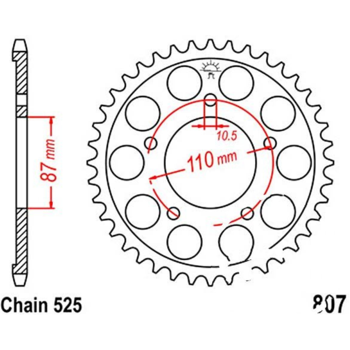 Jt jtr807.46 kettenblatt kettenrad 46z teilung 525 r80746 von JT