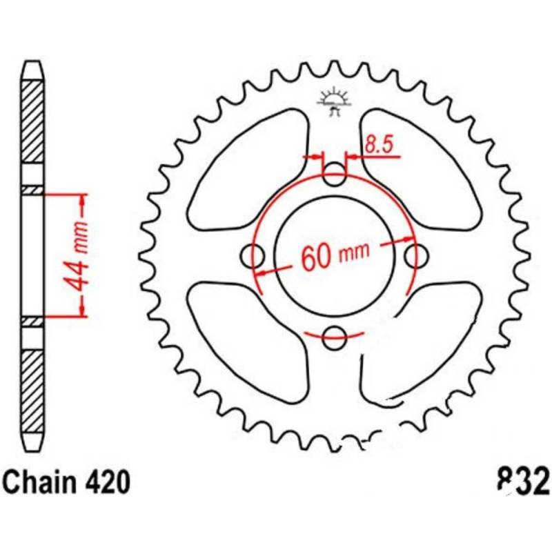 Jt jtr832.52 kettenblatt kettenrad 52z teilung 420 r83252 von JT