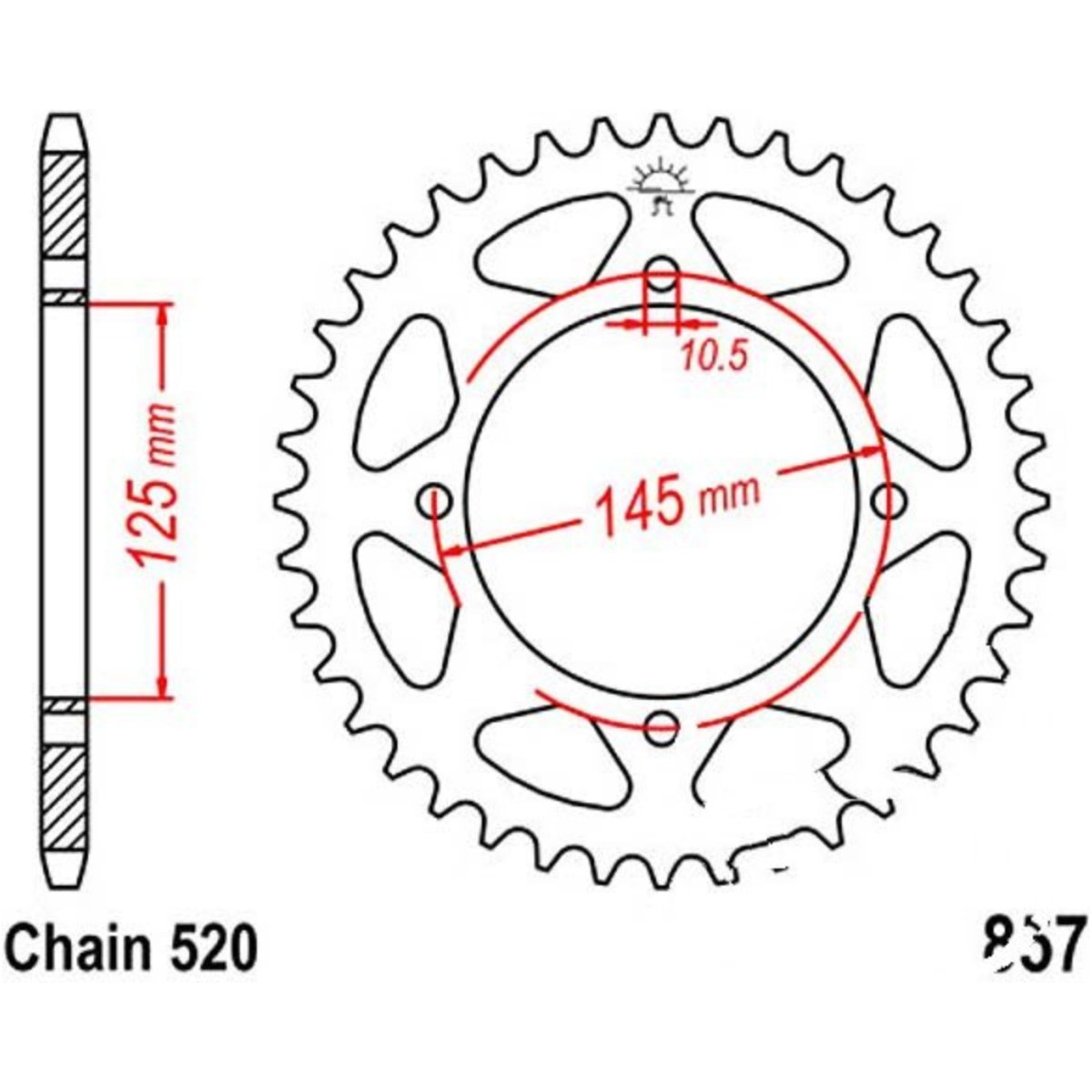 Jt jtr857.43 kettenblatt kettenrad 43z teilung 520 r85743 von JT