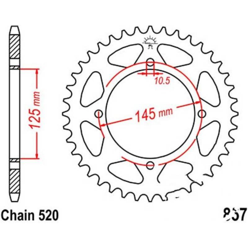 Jt jtr857.43 kettenblatt kettenrad 43z teilung 520 r85743 von JT