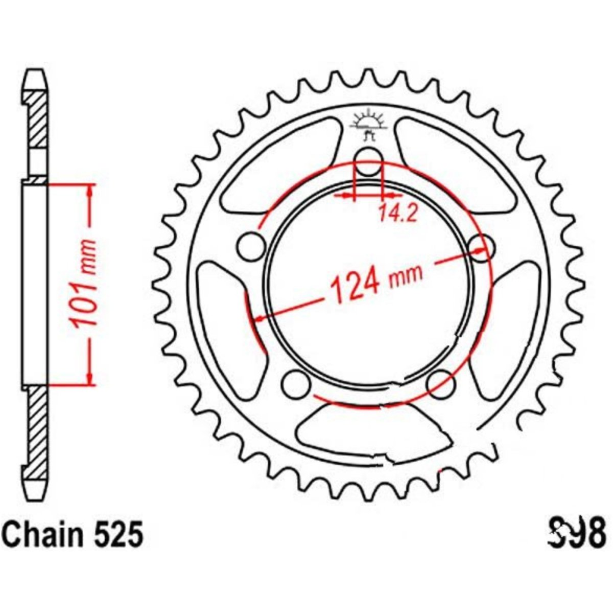 Jt jtr898.41 kettenblatt kettenrad 41z teilung 525 r89841 von JT