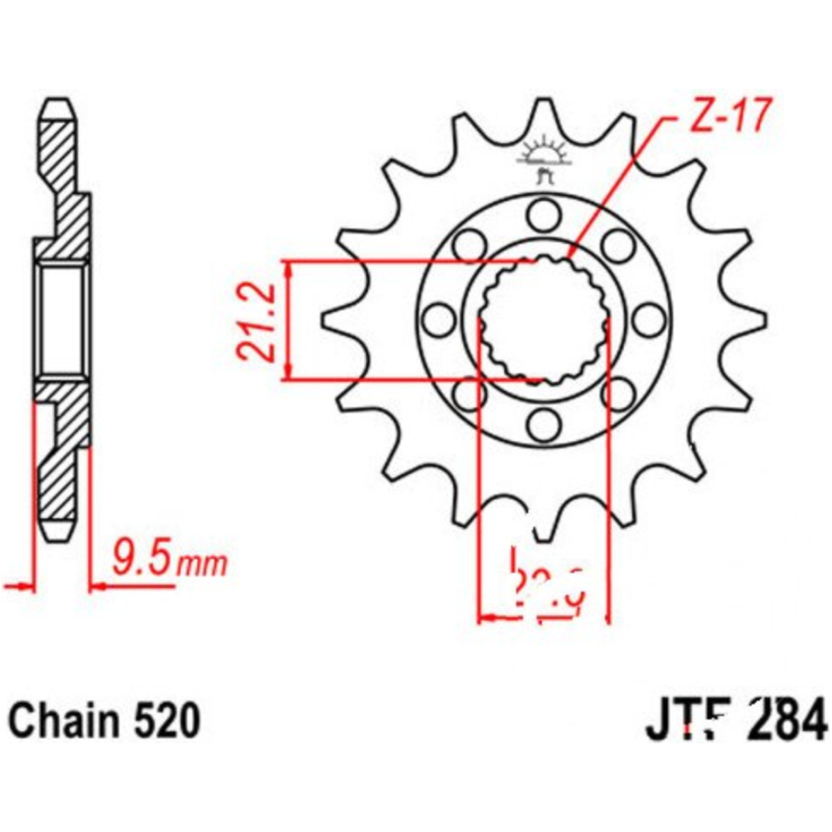 Zahnrad racing-ritzel 12z teilung 520 jtf28412 von JT