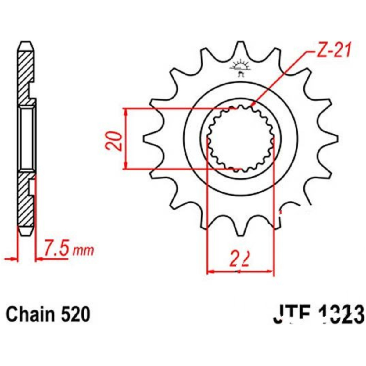 Zahnrad racing-ritzel 14z teilung 520 jtf132314sc von JT