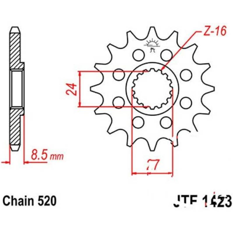 Zahnrad racing-ritzel 16z teilung 520 von JT