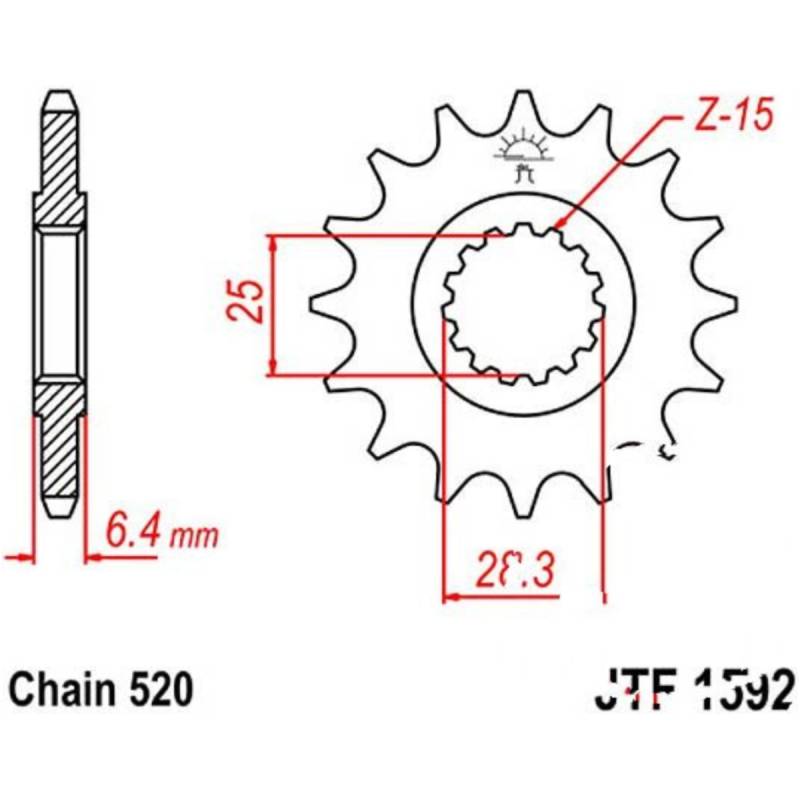 Zahnrad ritzel 14z teilung 520 jtf159214 von JT