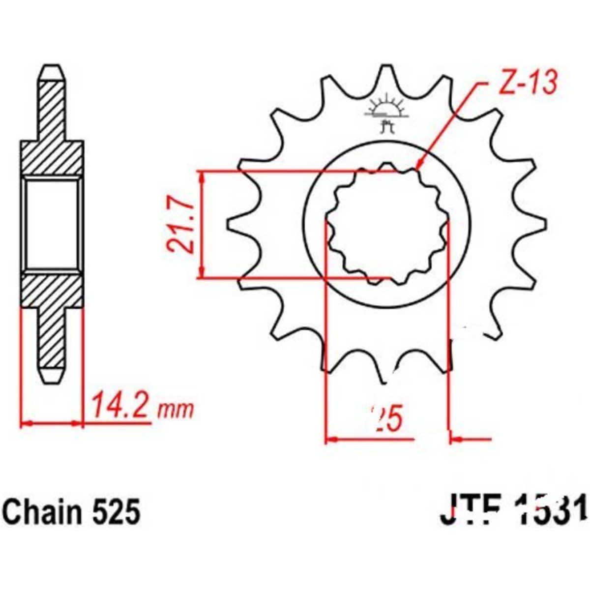 Zahnrad ritzel 15z teilung 525 jtf153115 von JT