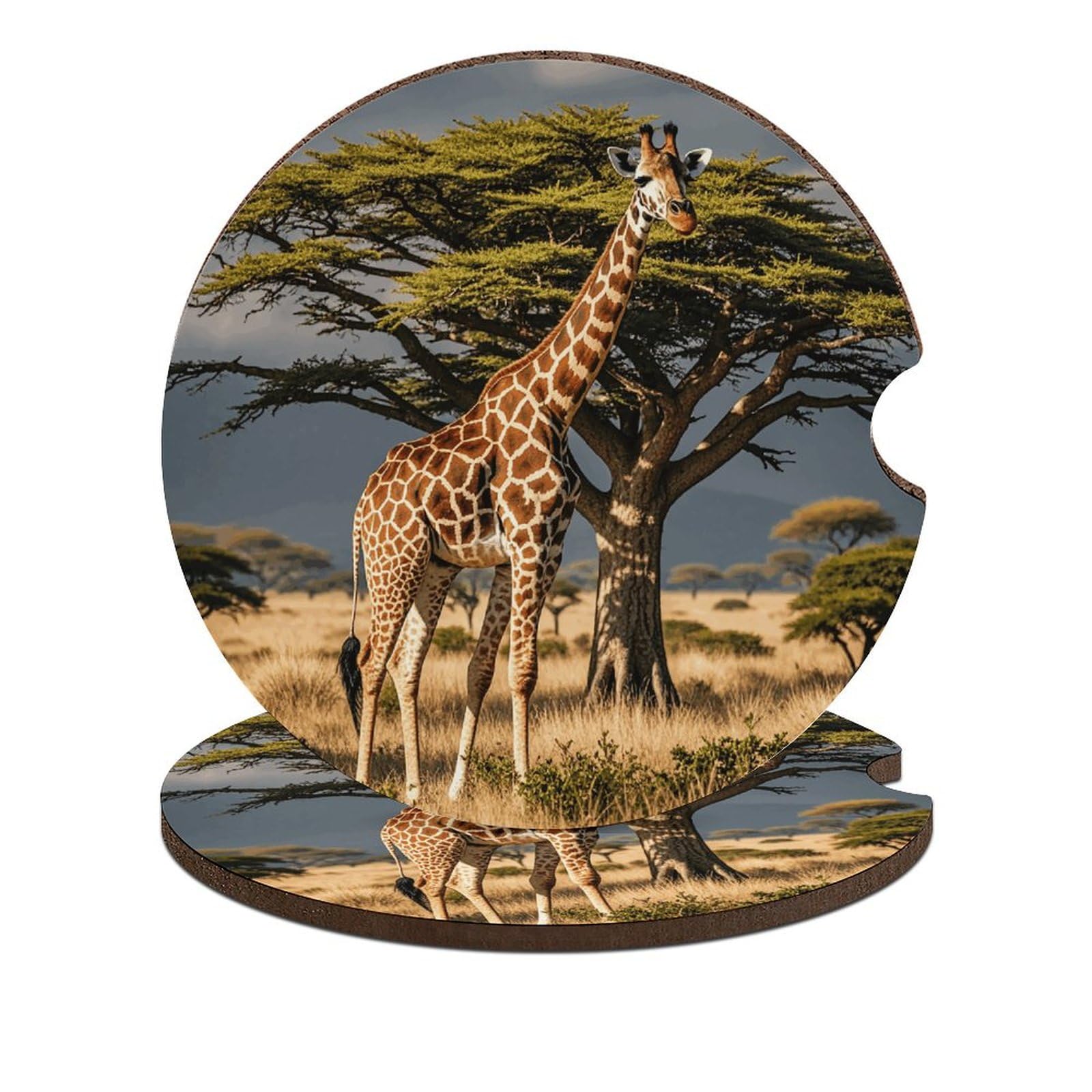 Afrika Giraffe Majestätischer Baum Auto Untersetzer Holz Untersetzer Auto Cup Untersetzer Auto Untersetzer für Getränkehalter Auto Getränkehalter Getränkehalter für Auto Auto Untersetzer mit von JTKBNVM