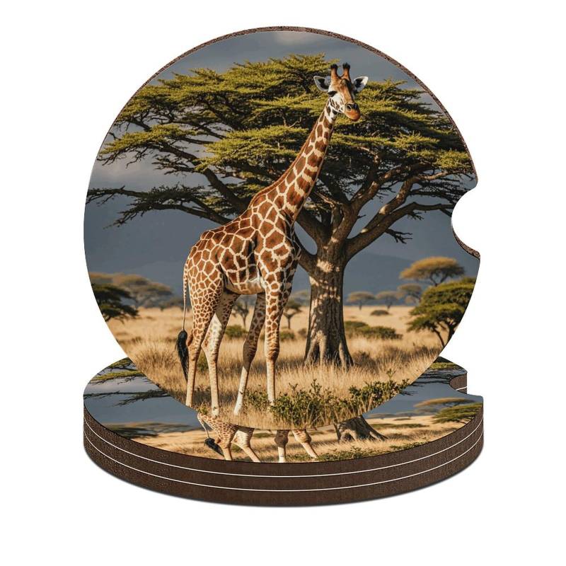 Afrika Giraffe Majestätischer Baum Auto Untersetzer Holz Untersetzer Auto Cup Untersetzer Auto Untersetzer für Getränkehalter Auto Getränkehalter Getränkehalter für Auto Auto Untersetzer mit von JTKBNVM