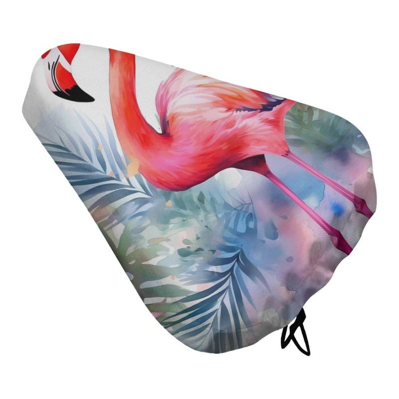 Fahrradsitzkissen, Flamingo-Aquarell-Druck, wasserdicht, verstellbares Fahrradsitzkissen für drinnen und draußen von JTREHY