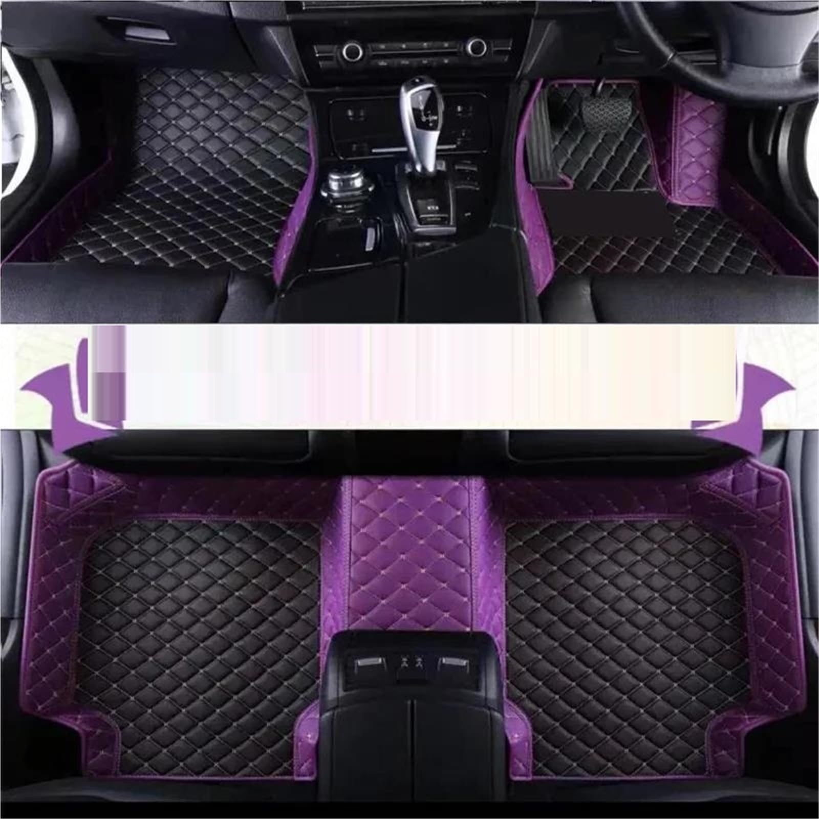 Auto-Fußmatten Für Ford Für Puma 2020~2022, Anti-Schmutz-Pads, wasserdichte Fußmatte, Accesorios para Auto, Autozubehör(RHDblack-purple21) von JTWMTY