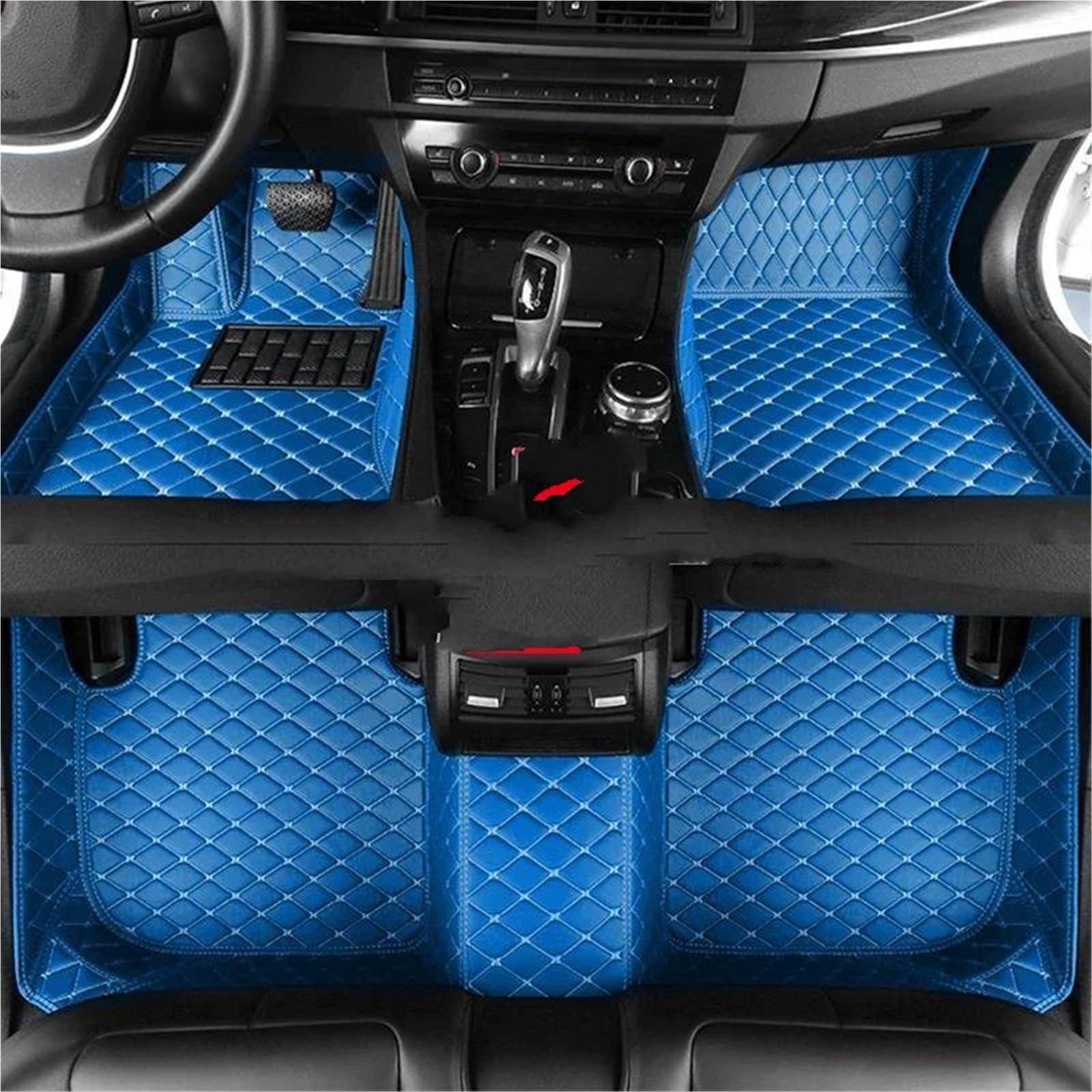 Auto-Fußmatten Für Toyota, Für Corolla, Für Touring Sports, Für Kombi Leder-Bodenteppiche, Matten, Zubehör, LHD(Blue 1set31) von JTWMTY