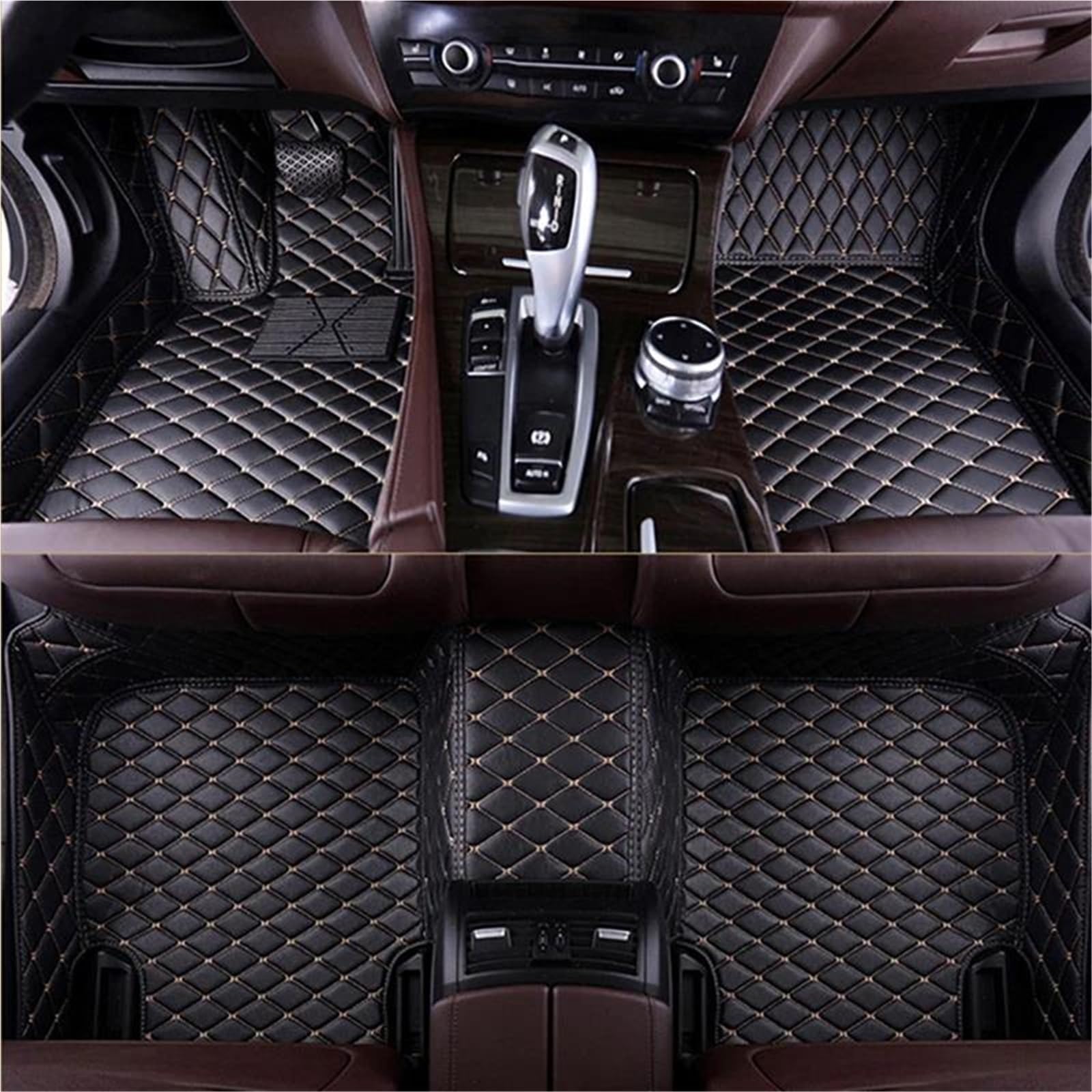 Benutzerdefinierte Auto Fußmatten Für Benz ML W164 W166 Auto Teppiche wasserdichte Fuß Coche Matten Pads Zubehör(Black-beige 2) von JTWMTY