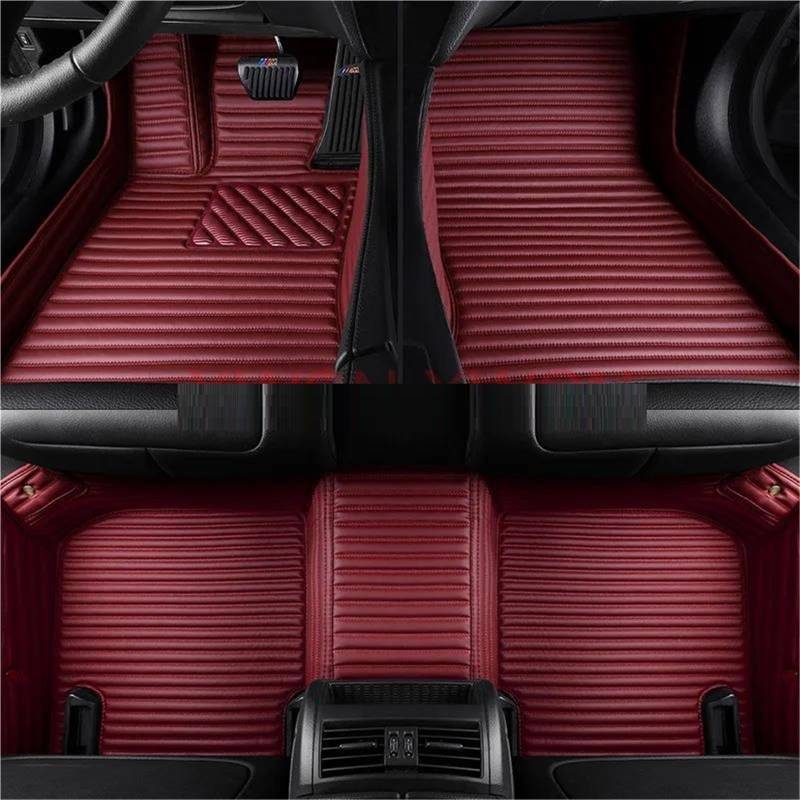 Gestreifte, Individuell Gestaltete Autofußmatte Aus PU-Leder Für Land Rover, Für Range Rover, Für Evoque, 2 Türen, 12–15, Innenausstattung(Wine Red 3,Style 3:) von JTWMTY