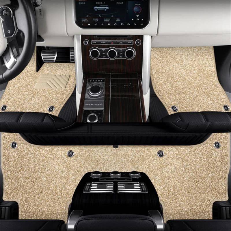 JTWMTY Maßgeschneiderte Fußmatte Aus Öko-Rindsleder Für Land-Rover, Für Range-Rover, Für Velar, Für Evoque, Für Discovery 4, 5, 5-Sitzer, Sport(Beige5) von JTWMTY