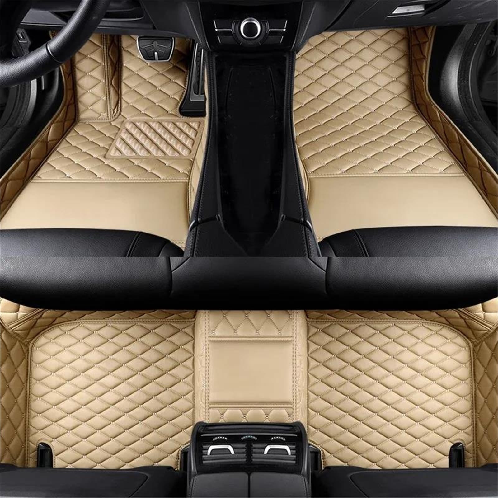 Personalisierte Autofußmatte Aus PU-Leder Für Benz C W203 2004-2007 W204 W205 W206 2023 Autoinnenausstattung(Beige 7) von JTWMTY