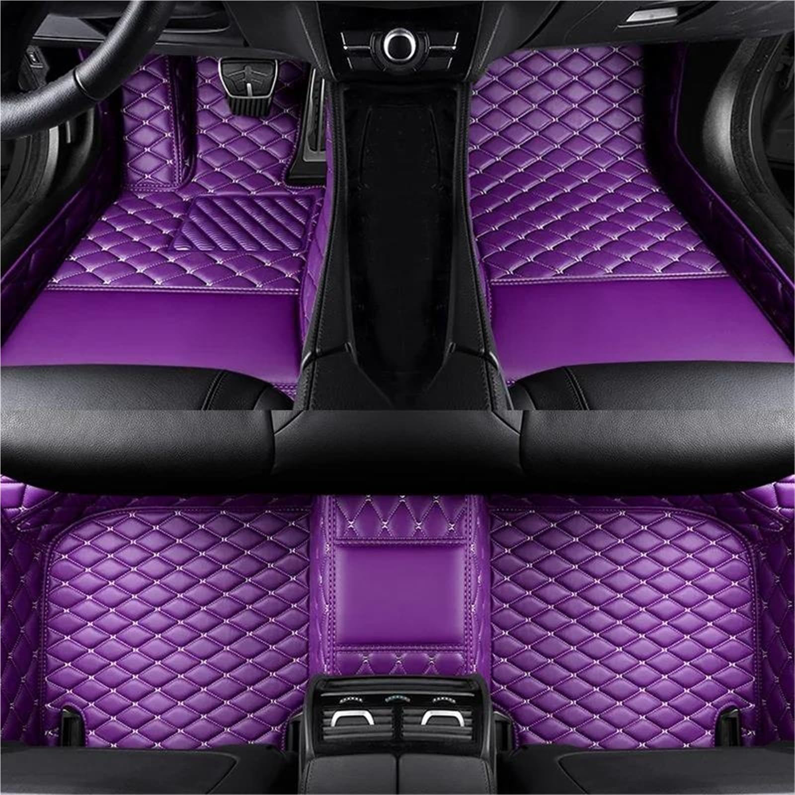 Personalisierte Autofußmatte Aus PU-Leder Für Benz C W203 2004-2007 W204 W205 W206 2023 Autoinnenausstattung(Purple) von JTWMTY