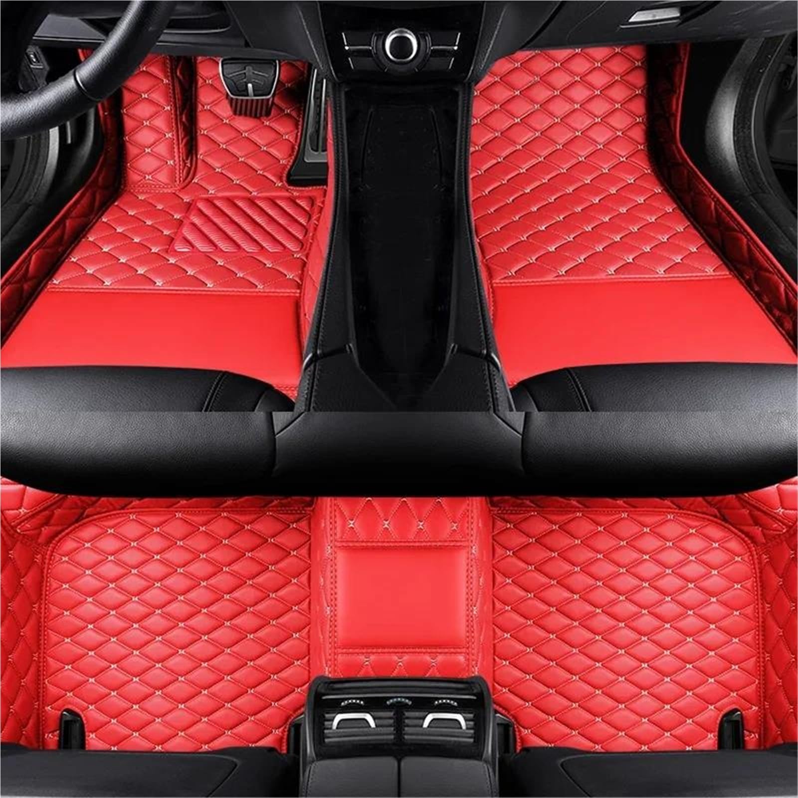 Personalisierte Autofußmatte Aus PU-Leder Für Benz C W203 2004-2007 W204 W205 W206 2023 Autoinnenausstattung(Red 4) von JTWMTY