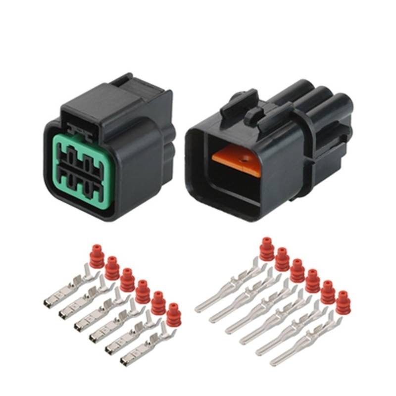 JUANZD 1/5/10/20/50Sets 6 Pin Automotive Elektrische Stecker Wasserdicht Männlich Weiblich Stecker PB621-06020(6p female male,50 sets) von JUANZD