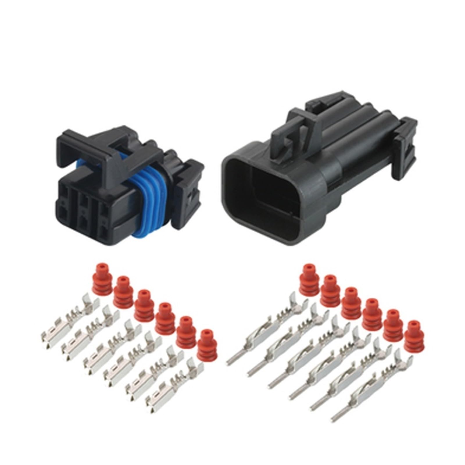 JUANZD 1/5/10/20 Sets 6Pin Wasserdicht Auto Schwarz Männlich Weiblich Stecker Automotive Mit Terminal Dichtung Gummi 12052848 12124107(6p female male,10 sets) von JUANZD