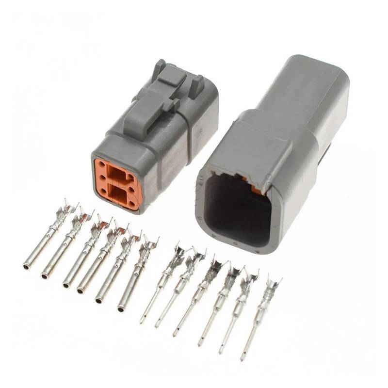 JUANZD 1-10 Sets DTM 2P-12P DTM06-2S 3S 4S DTM04-2P 3P 4P 6P 8P 12P 20-24AWG Wasserdichter Kfz-Stecker mit Pins(6Pin Connector Set,5Sets) von JUANZD