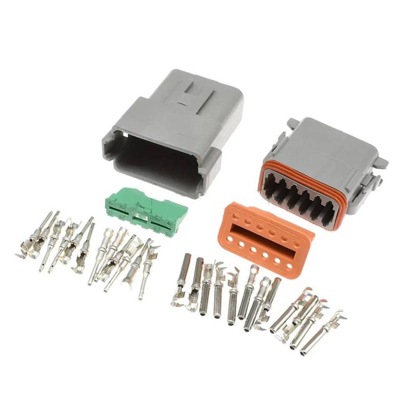 JUANZD 1-10Kits DT-Serie 2/3/4/6/8/12 Pins wasserdichter elektrischer Drahtanschluss for Auto-Motor-LKW mit Pins 22-16AWG(12Pin Connector Set,10Sets) von JUANZD