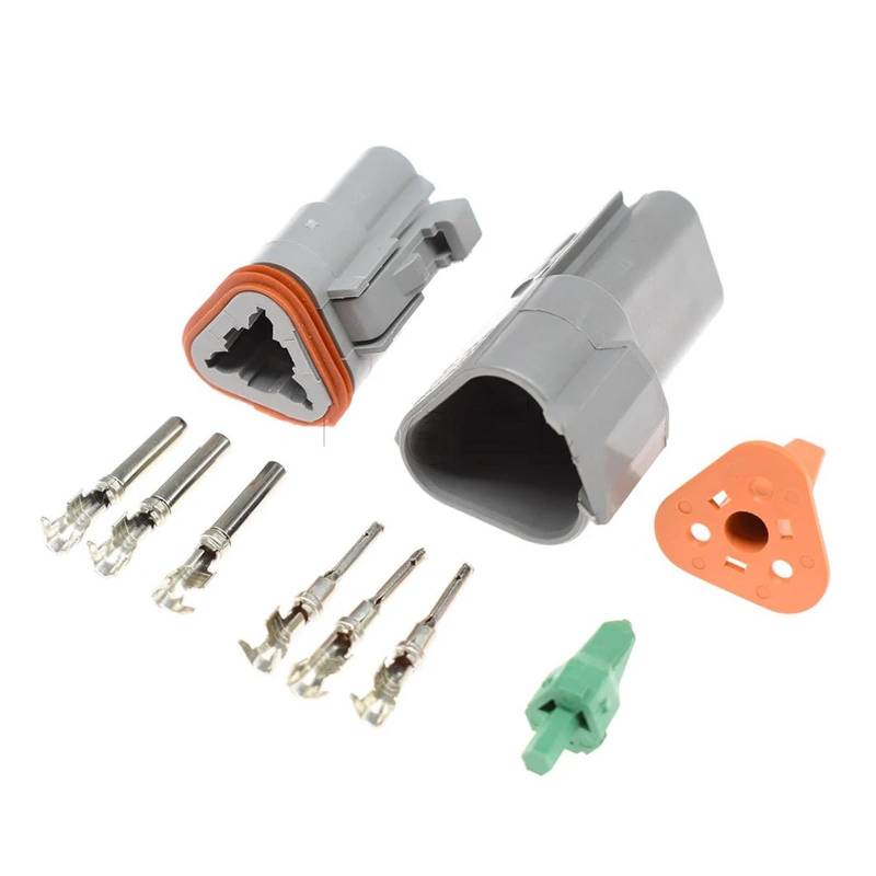 JUANZD 1-10Kits DT-Serie 2/3/4/6/8/12 Pins wasserdichter elektrischer Drahtanschluss for Auto-Motor-LKW mit Pins 22-16AWG(3Pin Connector Set,10Sets) von JUANZD