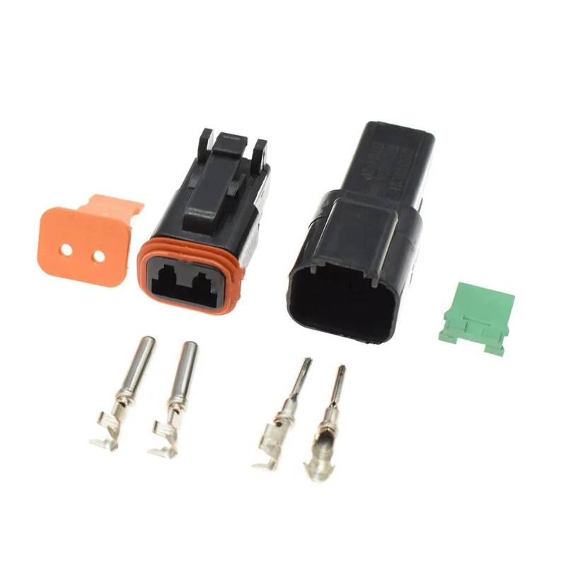 JUANZD 1-10Kits Schwarz Männlich Weiblich DT Serie 2/3/4/6/8/12 Weg Wasserdicht Elektrische Draht Stecker for Auto Motor Lkw Mit Pins 22-16AWG(2Pin Connector Set,10Sets) von JUANZD